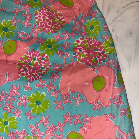 Lilly pulitzer dress 6 aqua pink rphant tank cotton floral - Picture 2 of 5